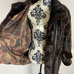 Women’s Extremely Unique Designer Vintage Real Mink & Leather Striped Fur Coat Size: Large-XL Women’s