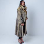 Women’s Incredible Full Length Vintage Natural Real Coyote Fur Coat Size: Medium-XL Women’s UK 12-16