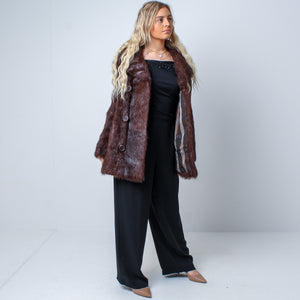 Women’s Luxury Vintage Real Bisam Muskrat Fur Coat Size: Small - Medium UK 8-12