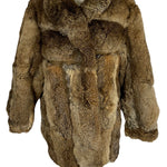 Women’s Heavy Natural Rabbit & Leather Vintage Fur Coat Size: Large-XL