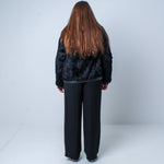 Women’s Luxury Black Vintage Real Mink & Leather Fur Coat Size: Medium-Large UK 12-16