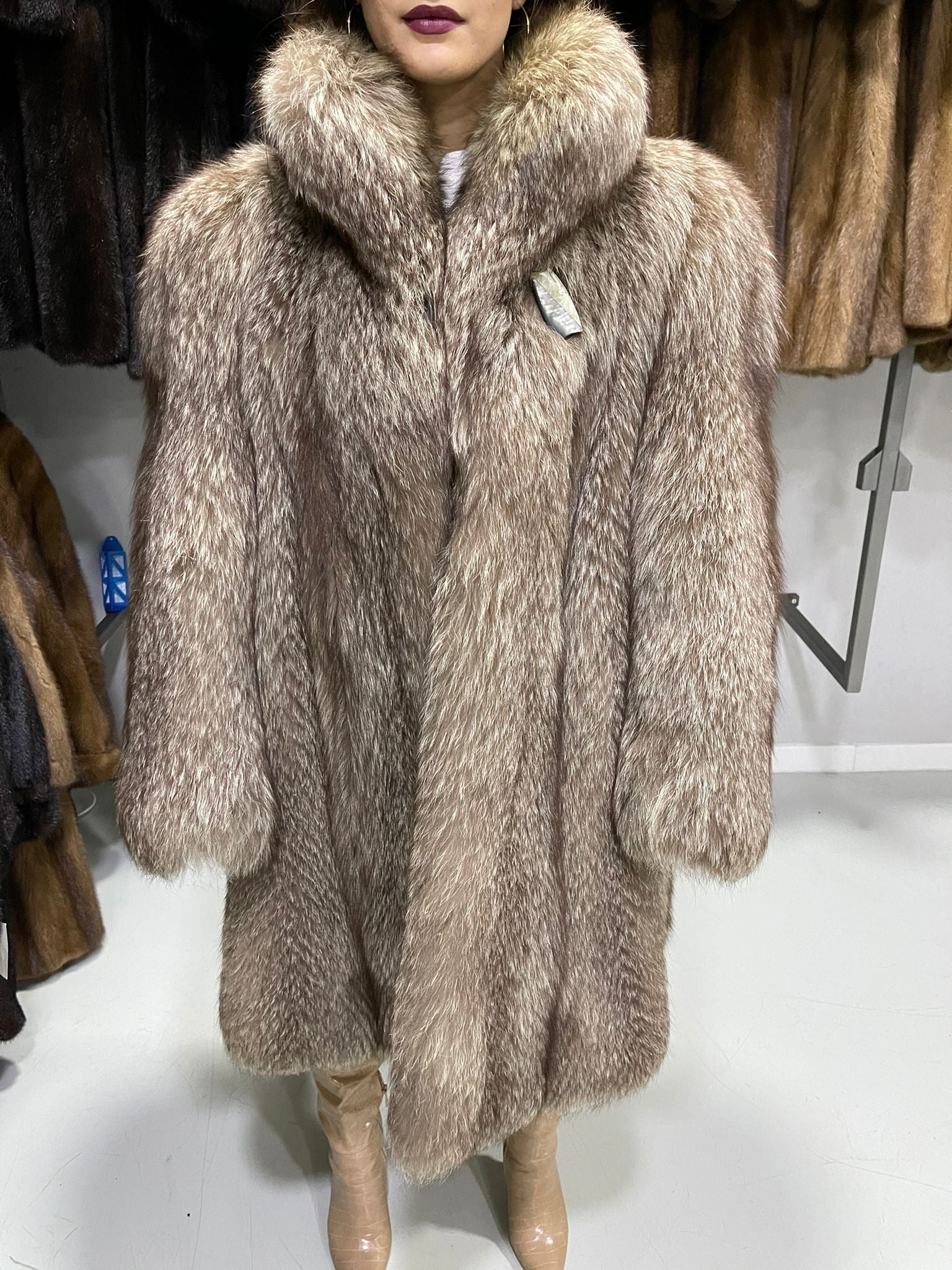 Vintage SAGA Italian Designer Fine Silver Fox Fur Coat - This coat is available. Contact us to enquire.