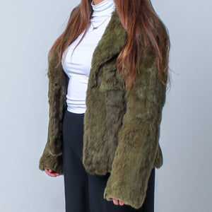 Women’s Vintage Real Green Natural Rabbit Fur Coat Size: Medium-Large UK 10-14