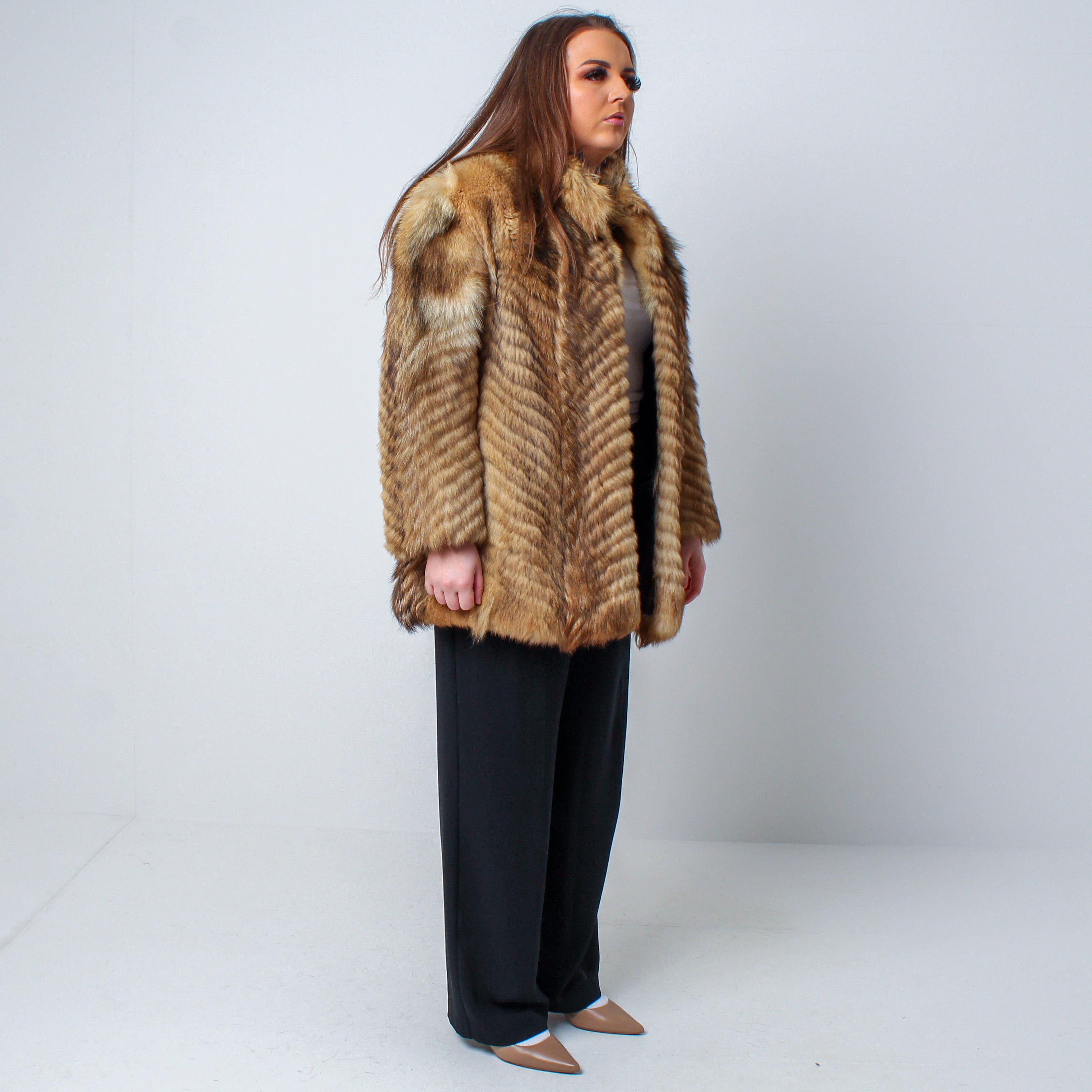 Women’s Luxury Vintage Real Natural Fox Fur Coat - Large / XL UK 12-16