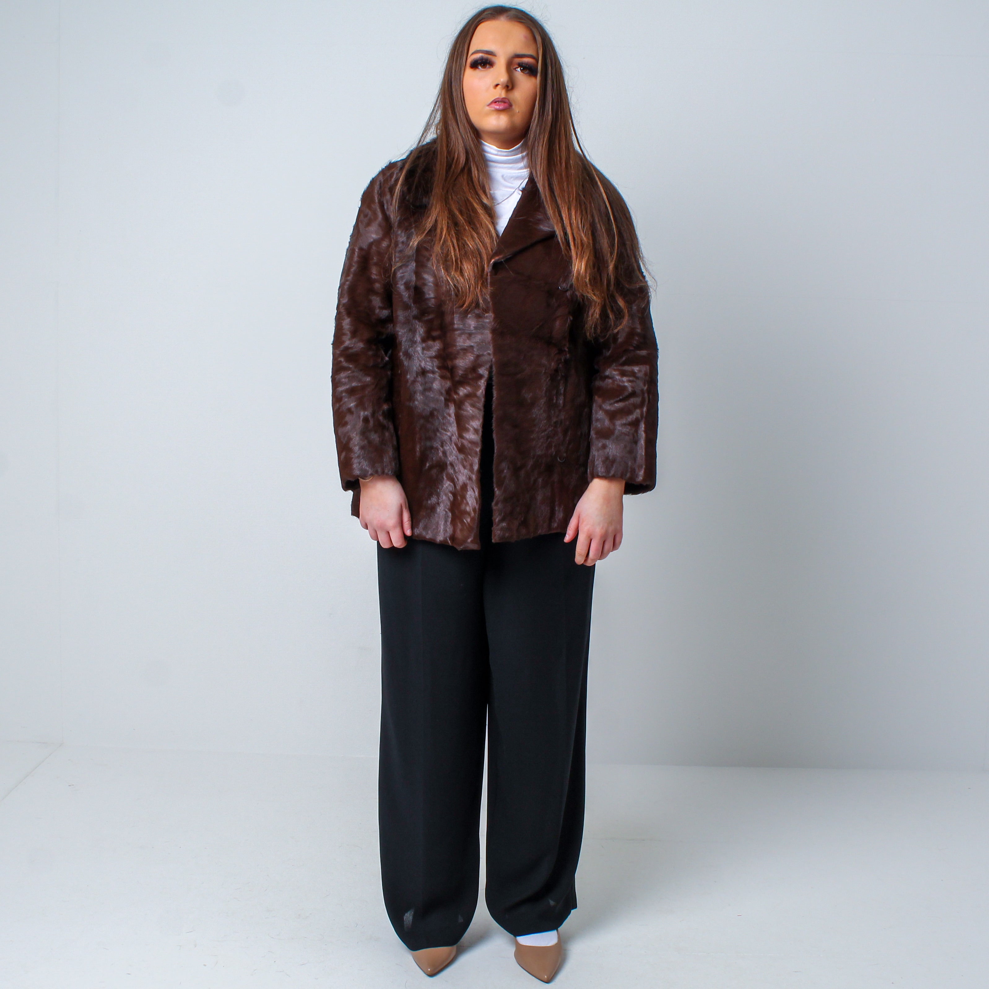 Women’s Luxury Vintage Real Bisam Muskrat Fur Coat Medium-Large UK 12-16