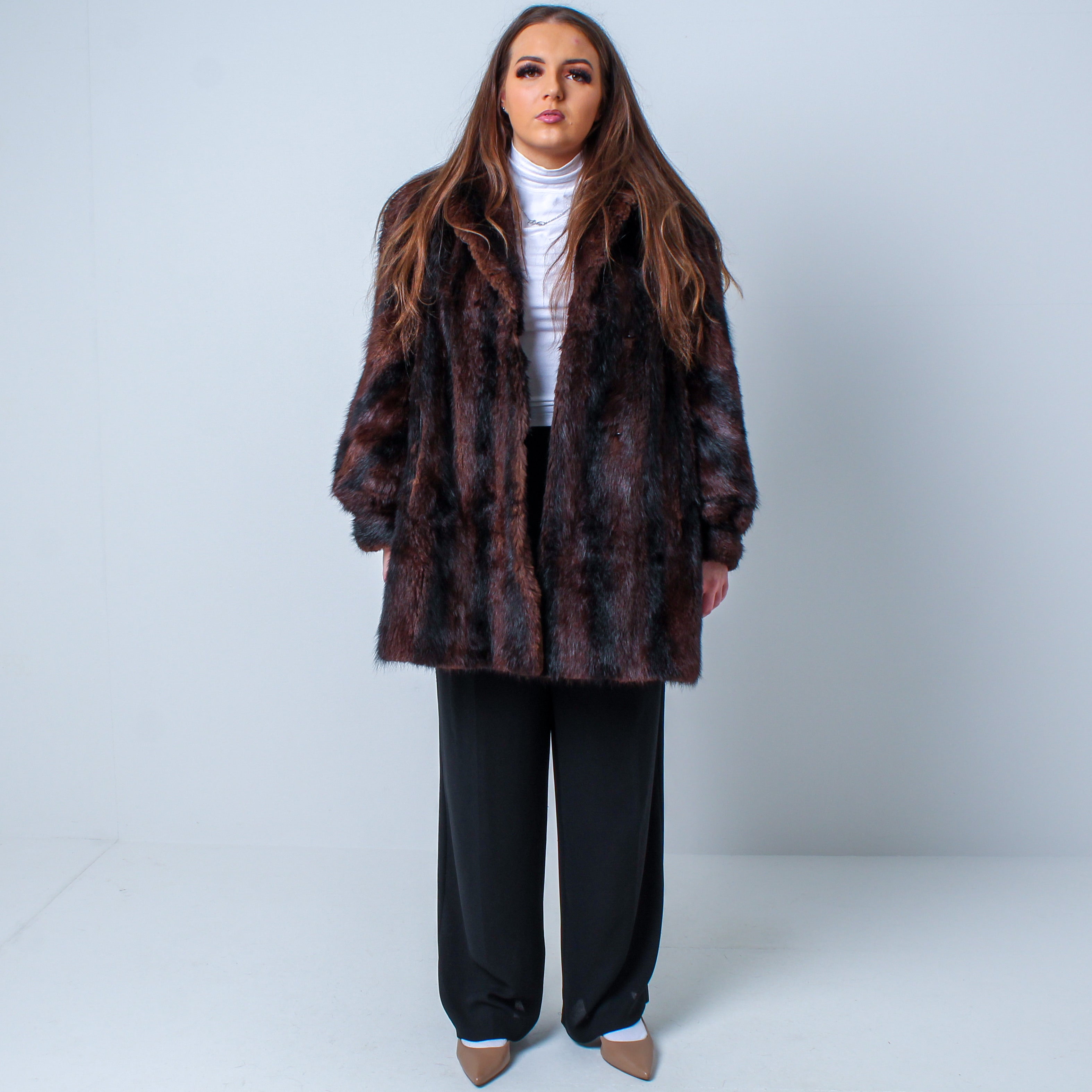 Women’s Luxury Vintage Real Mink Fur Coat Size: Large-XXL UK 12-16