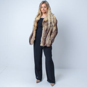 Unisex Vintage Real Natural Fox Fur Coat - Small/Medium UK 8-12