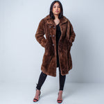 Women’s Full Length Vintage Natural Real Lamb Fur Coat Size: Medium-Large Women’s UK 12-16