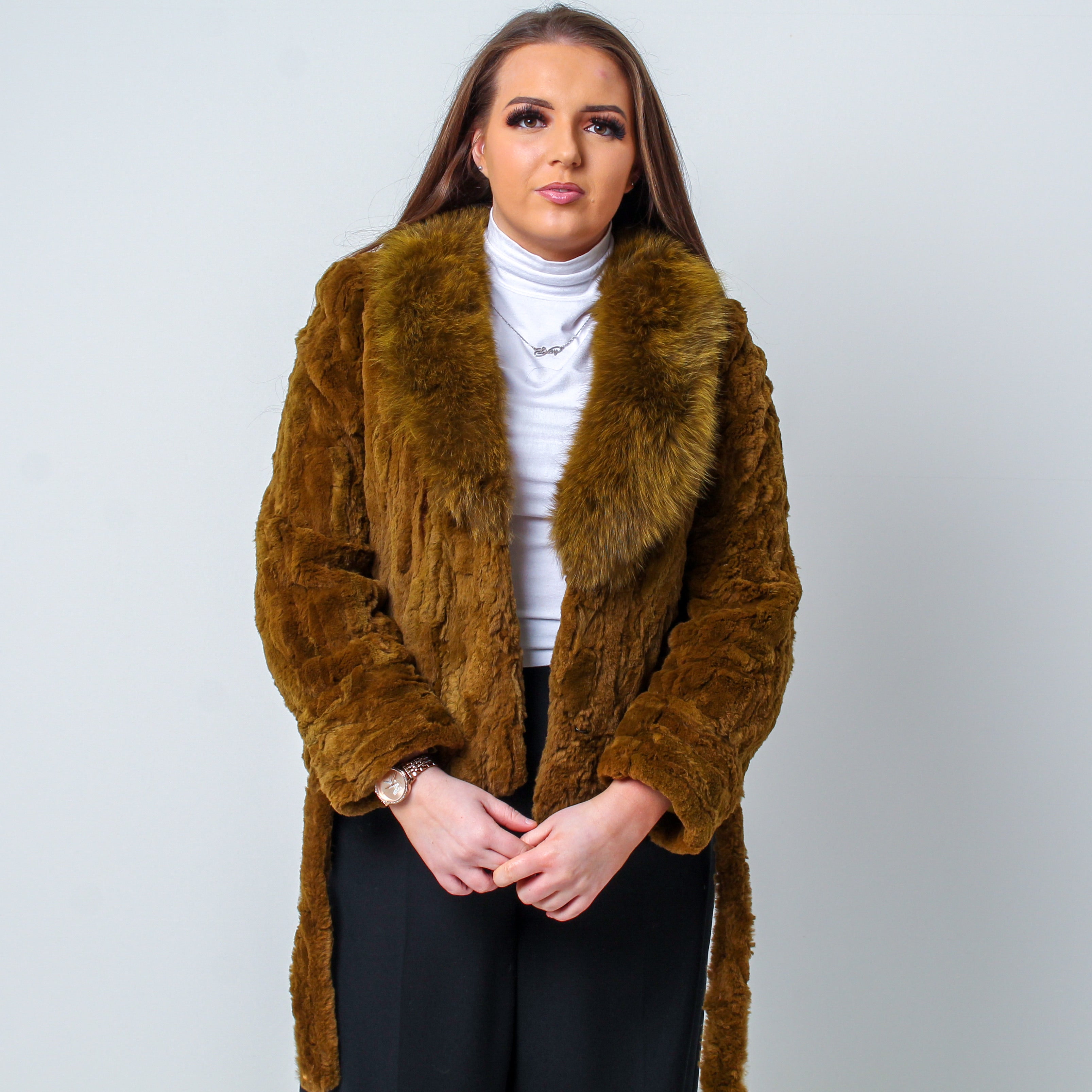 Women’s Vintage Real Natural Rabbit Fur Coat Size: Medium-Large UK 10-14