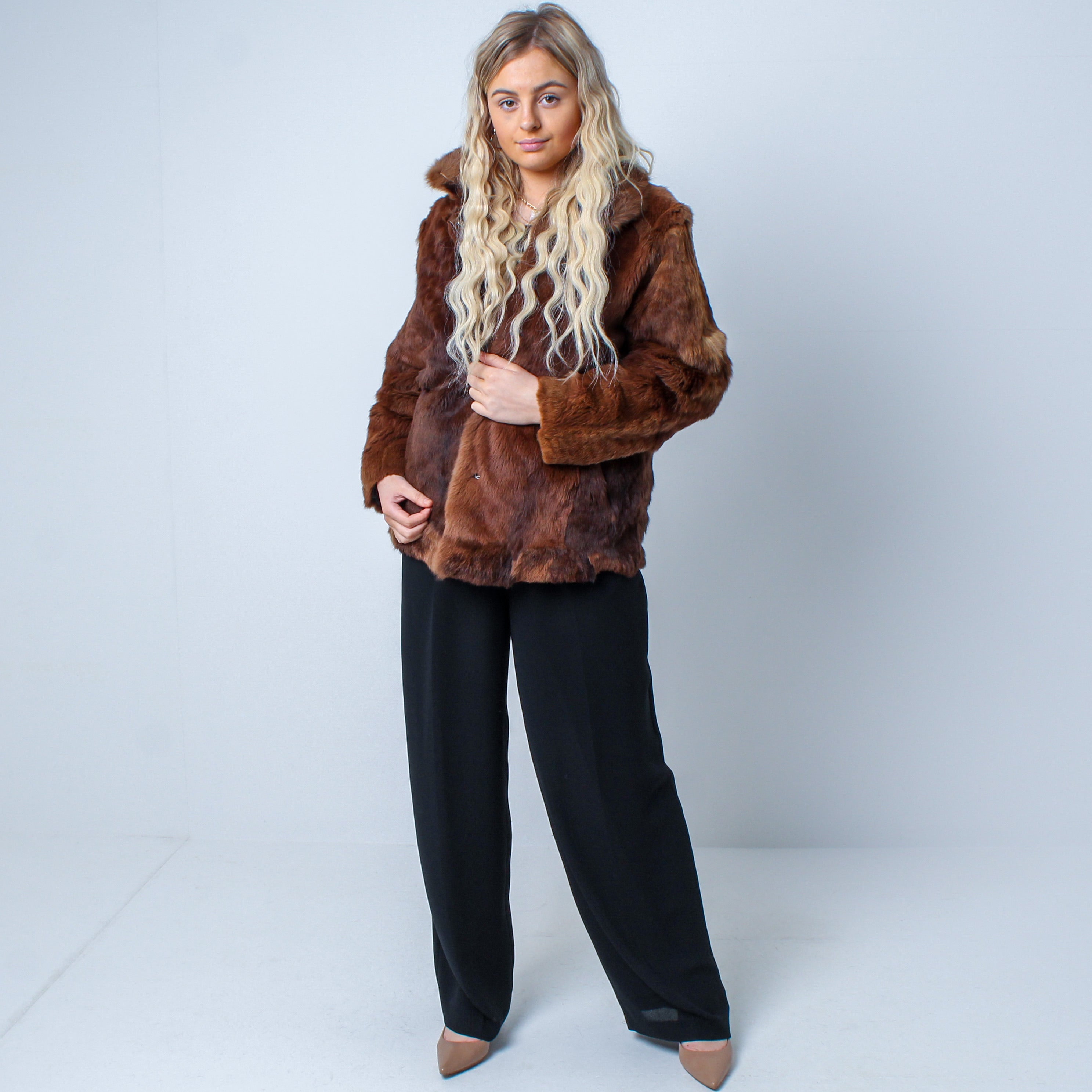 Women’s Vintage Real Natural Rabbit Fur Coat Size: Small UK 6-10