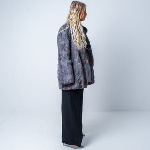 Unisex Vintage Real Natural Rabbit Fur Coat Size: Medium - Large UK 12-16