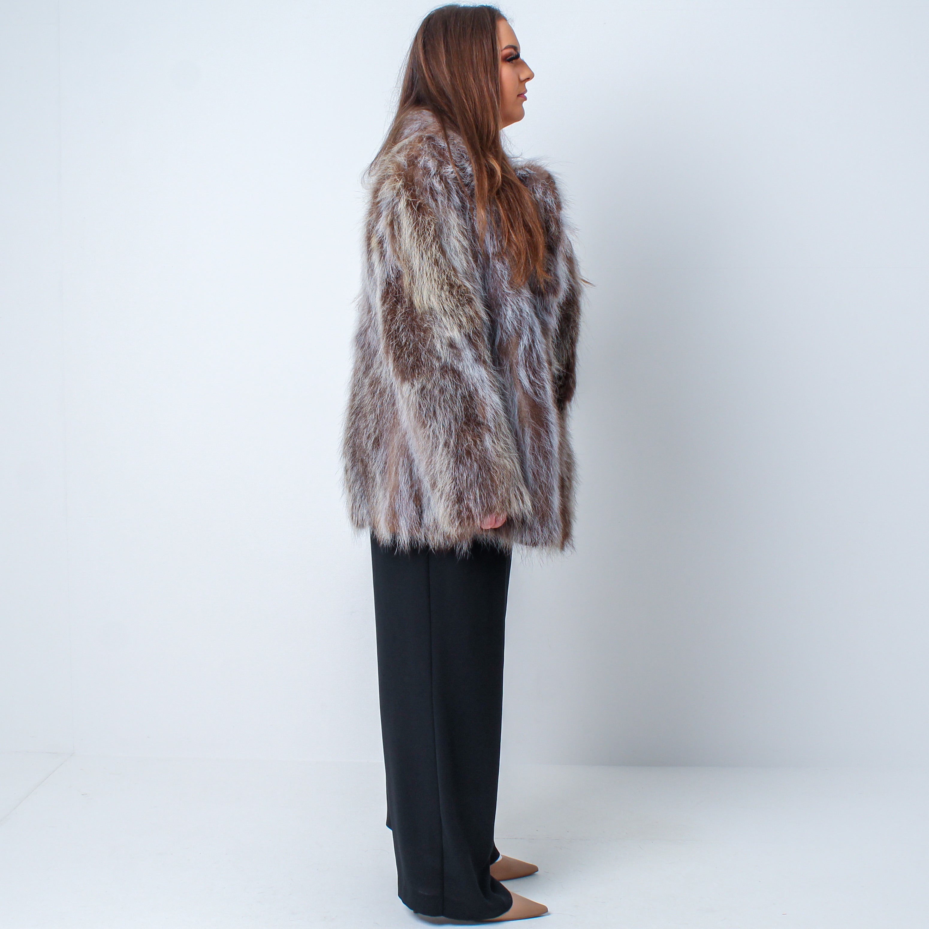 Women’s Vintage Real Natural Fox Fur Coat - Large / XL UK 12-16