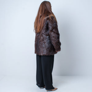 Vintage Real Bisam Muskrat Luxury Fur Coat UK 12-16