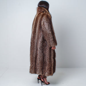 Incredible Full Length Vintage Real Racoon Fur Designer Coat Size: Medium-XL Women’s UK 12-18