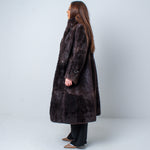Women’s Luxury Full Length Vintage Real Bisam Muskrat Fur Coat Size: Large-XXL UK 14-18