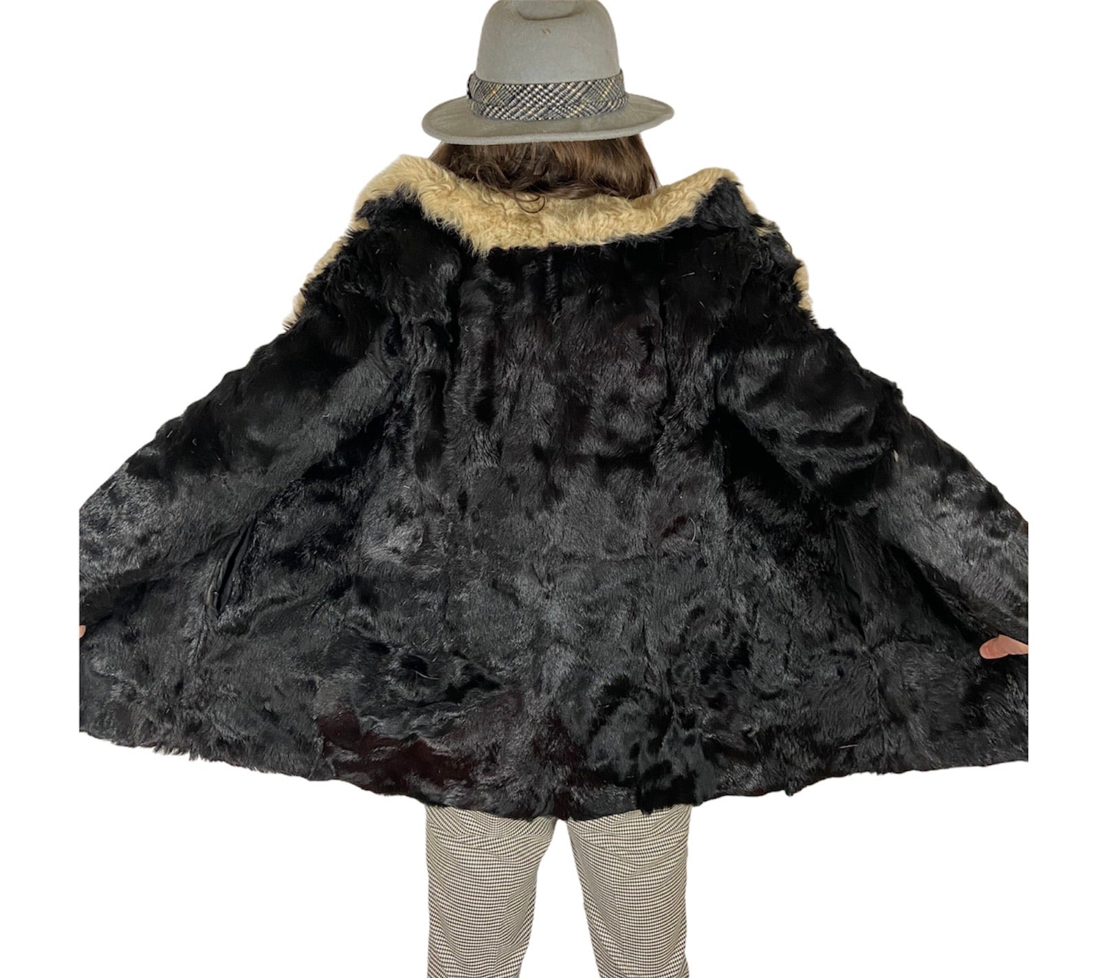 Vintage Black Real Goat Fur Coat Size: Medium Women’s / Small Women’s