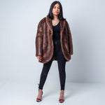 Women’s Luxury Vintage Real Bisam Muskrat Fur Coat Size: Medium - Large UK 12-16