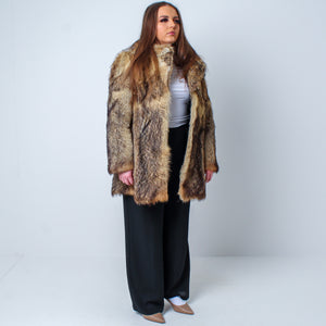 Women’s Vintage Natural Vintage Real Coyote Fur Jacket - Large/XL UK 12-16