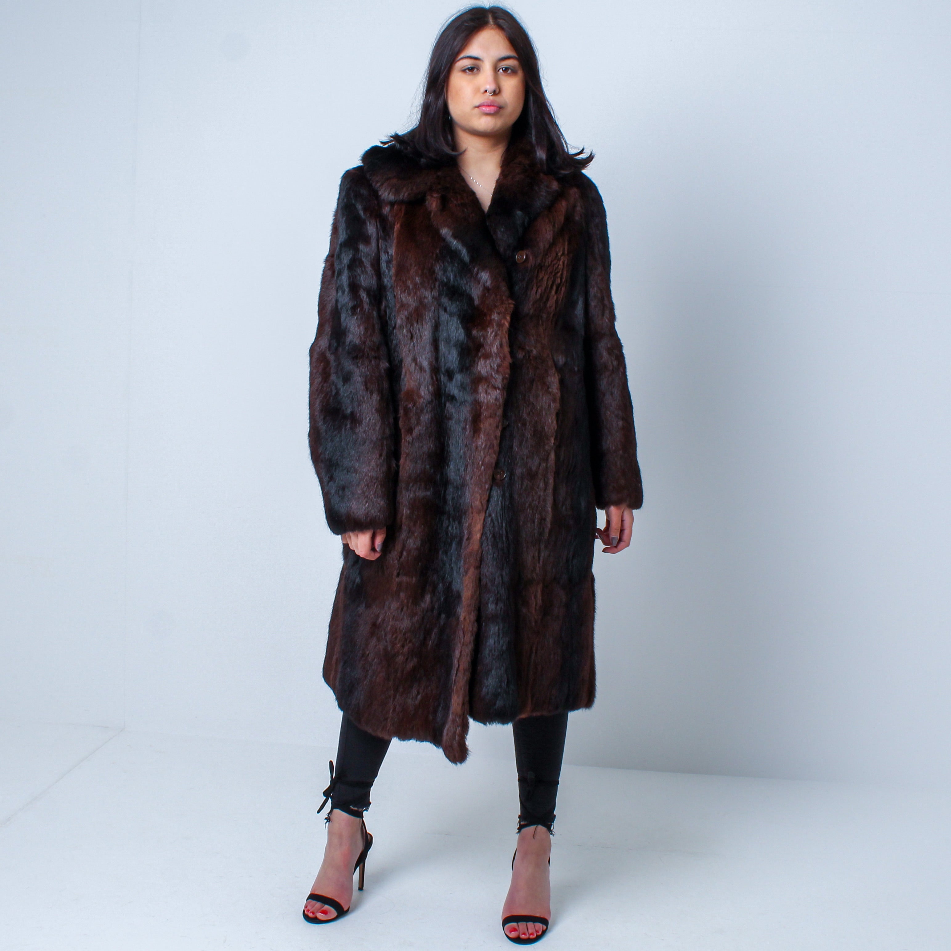 Mink fur coat brown