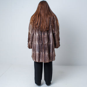 Women’s Luxury Brown Vintage Real Mink Fur Coat Size: Large-XXL UK 14-18