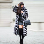 Women’s Full Long Length Luxury SAGA Vintage Real Ranch Chinchilla Rex Fur Coat Sizes Available: Small-6XL