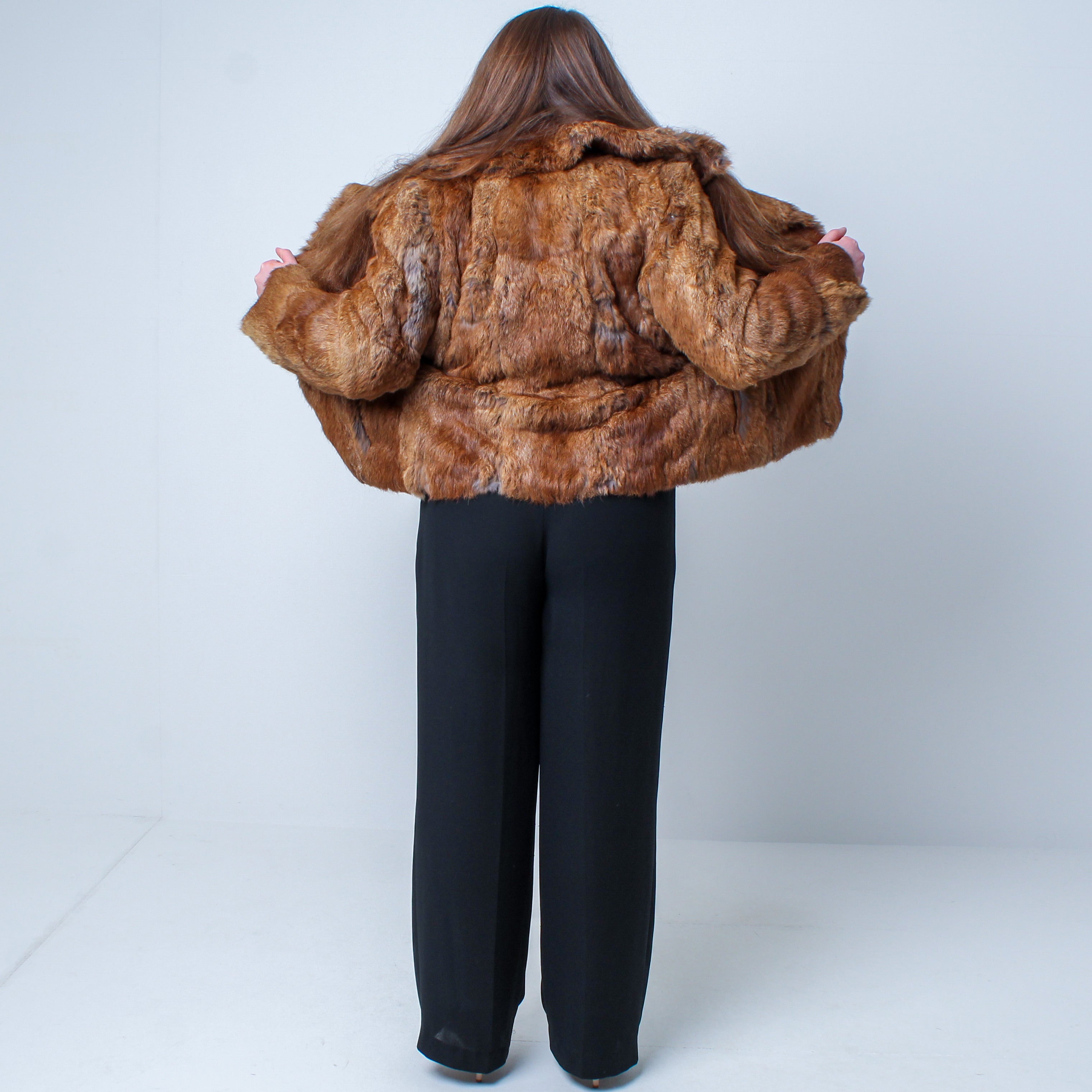 Women’s Vintage Real Natural Rabbit Fur Coat Size: Large-XL UK 12-16
