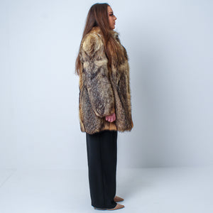 Women’s Vintage Natural Vintage Real Coyote Fur Jacket - Large/XL UK 12-16