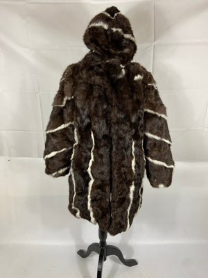 Vintage Unisex Hooded Real Fox Fur Coat Size: Large Women’s / Small Men’s