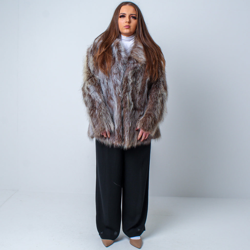 Women’s Vintage Real Natural Fox Fur Coat - Large / XL UK 12-16