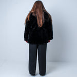 Women’s Luxury Black Vintage Real Mink Fur Coat Size: Large-XL UK 12-16