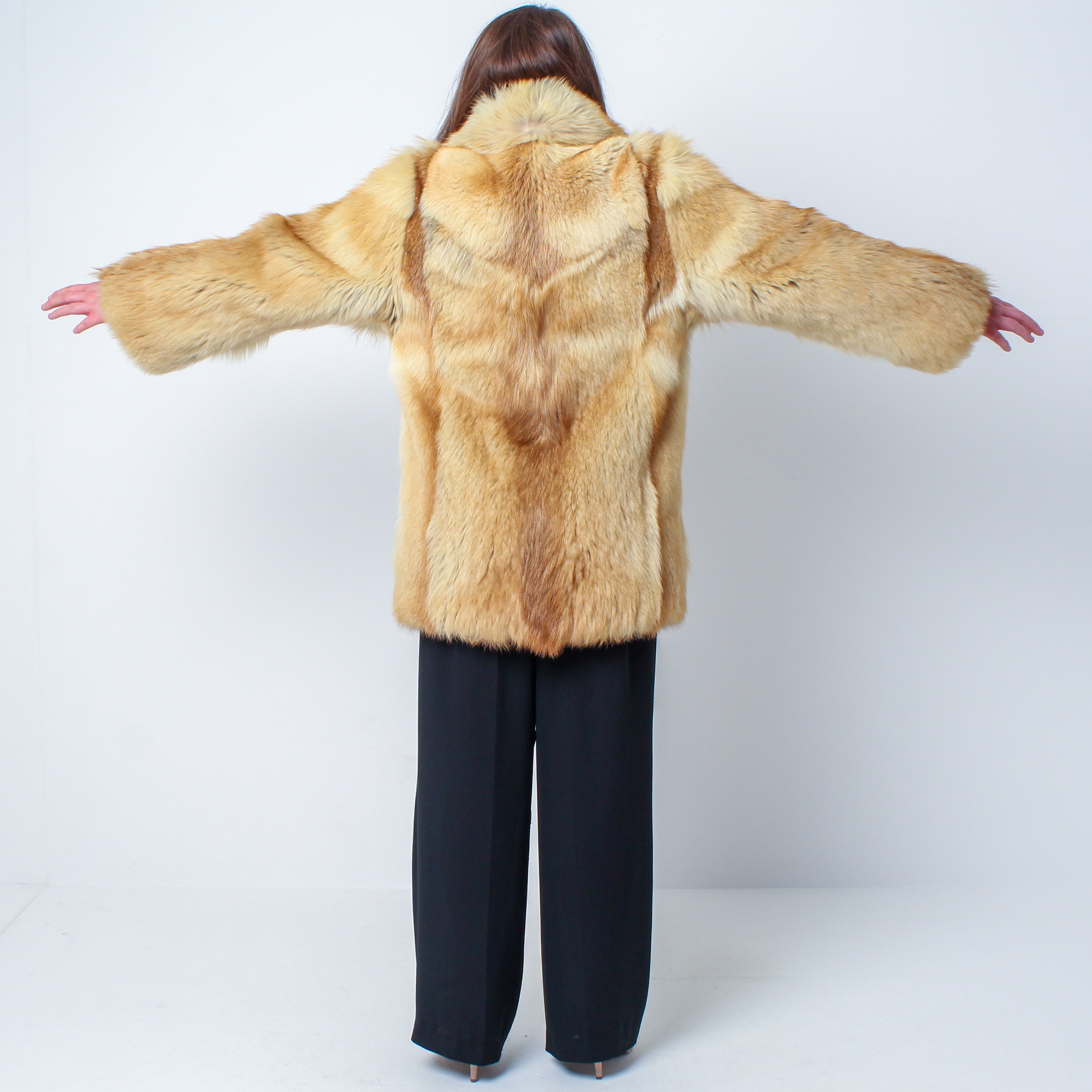 Vintage Luxury Real Golden Fox Fur Coat - UK 12-16