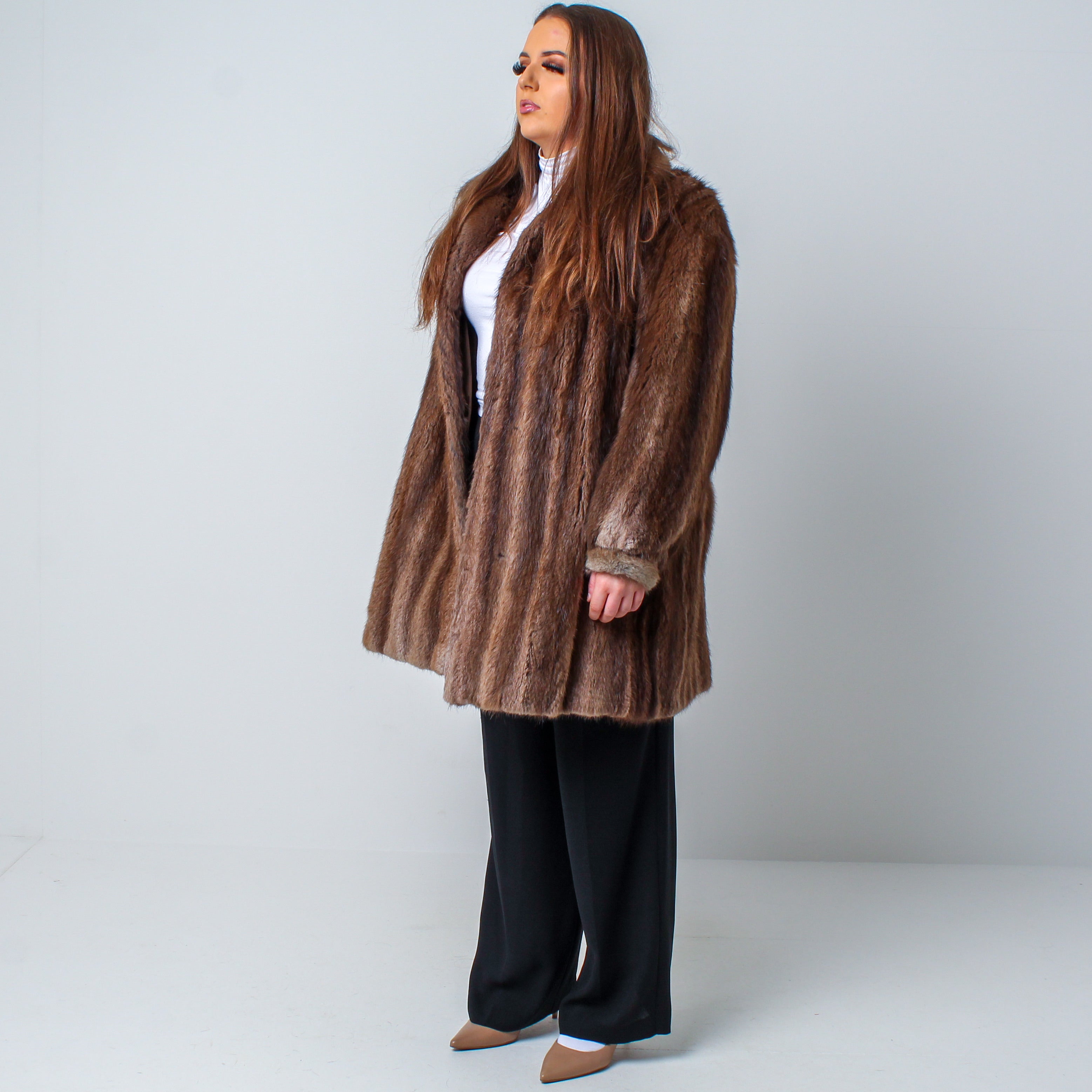 Women’s Vintage Real Mink Fur Coat Size: Large/XL Women’s UK 12-16