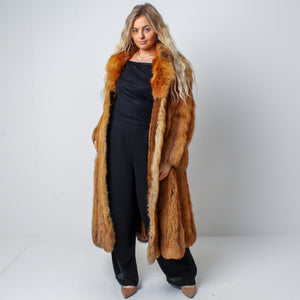 Winter Women's Fashion Mink Fur Coat Red Faux Fox Fur Coat Mid Length Fur  All-In